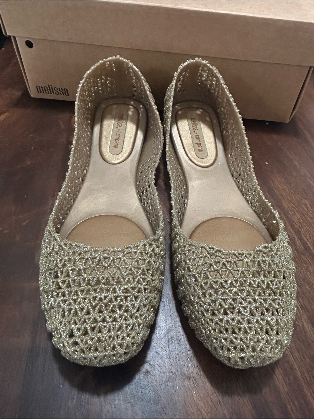 Melissa Campana Gold GlitterJelly Flats nwt - Picture 3 of 6